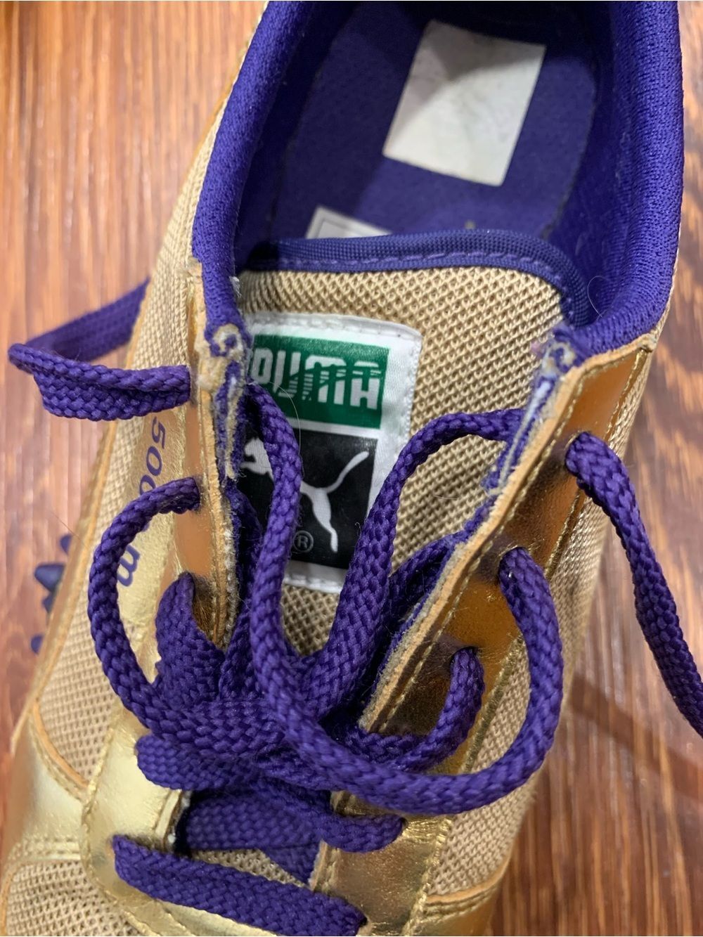 PUMA 5000m Gold Athletic Shoes Womens 8.5 Metallic Vintage Y2K Spiky Sole - Picture 6 of 13